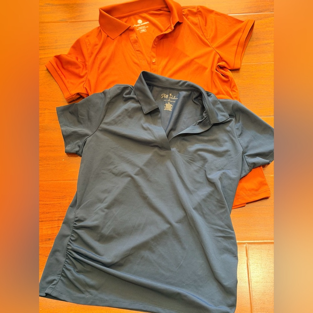 2 Women's golf Polo Shirt Set - orange  and navy size M